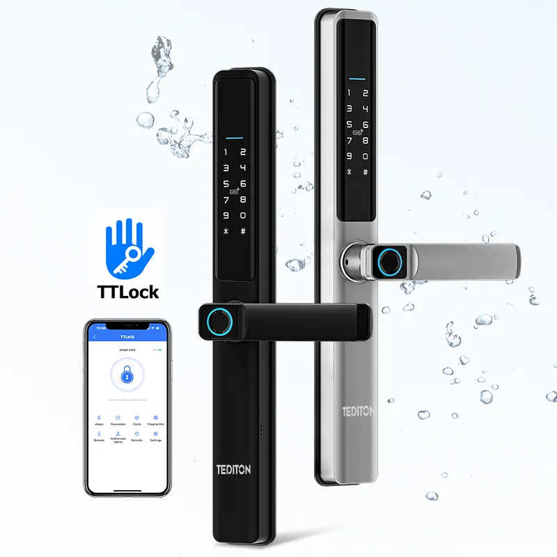 Tediton Serrure intelligente App per impronte digitali con codice biometrico TT Smart serratura per porta in alluminio con App TTlock
