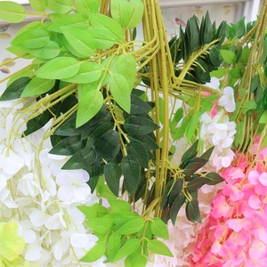 L050 Fleurs artificielles en vigne, glycine colorée, décoration de plafond pour mariage, hôtel, 110 cm de long, fleurs de glycine pour mariage - Product Image 5
