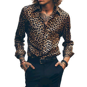 Rnshanger Nieuwe Heren Lange Mouw Mode Luipaard Design Jurk Shirt Herfst Streetwear Revers Party Slim Fit Shirt - Product Image 2