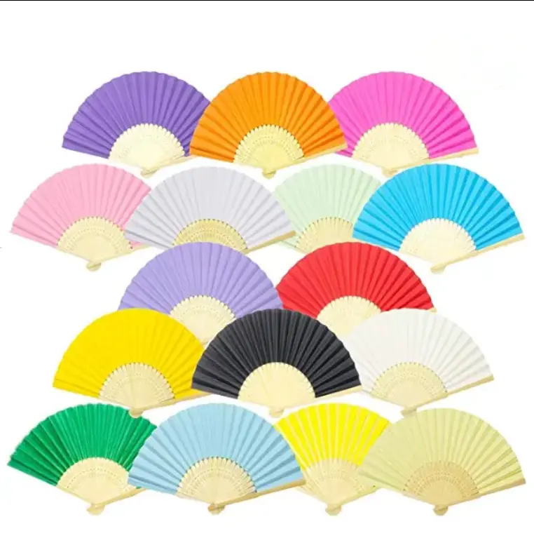 Summer Handheld Fan Paper Bamboo Blank DIY Folding Fan for Hand Practice Painting Drawing Wedding Party Gift Dropshipping