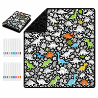 Couverture à colorier DIY de qualité supérieure, super douce, pour adultes et enfants, avec marqueurs lavables, en velours peluche, vente en gros, OEM personnalisé