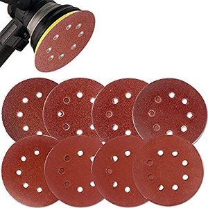 Papier abrasif en <span class=keywords><strong>disque</strong></span> 8 trous, floqué rouge, pour ponçage <span class=keywords><strong>à</strong></span> sec et polissage, auto-adhésif, avec support en velours - Product Image 4