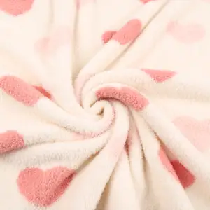 100% Polyester Up Side Printed Double Side Brush flannel fleece Shu velveteen With Custom Design Embossed for Kids Baby Blankets