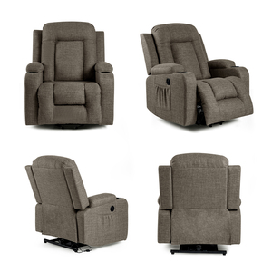 <span class=keywords><strong>Fauteuil</strong></span> inclinable <span class=keywords><strong>électrique</strong></span> VANBOW en tissu marron avec repose-pieds extensible pour personnes âgées - Product Image 2