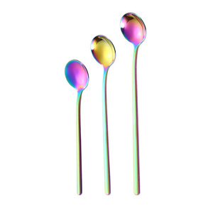 304 Acier Inoxydable Cuillère À Café Jus De Thé À Long Manche Cuillère À Crème Glacée Cuillère À Remuer Vaisselle Arc-<span class=keywords><strong>En</strong></span>-Ciel Mélange Whisky Cuillère - Product Image 6