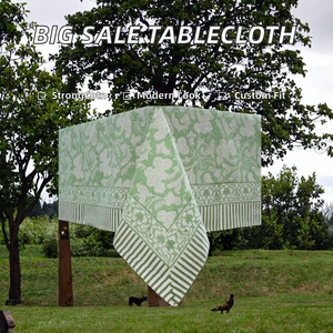 Big Sale 6ft 8ft Fitted <b>Rectangle</b> Cotton <b>Tablecloth</b> Floral Pattern Outdoor Use White Wedding Table Cover - Product Image 2
