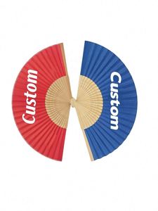 Éventail en papier personnalisé chinois fait main de 21 cm avec poignée en bambou naturel et logo imprimé unique, idéal comme cadeau culturel - Product Image 2
