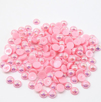Perles en plastique demi-rondes roses imitation perle, dos plat, à coller, sans trou, en vrac pour l'art des ongles et les loisirs créatifs, vente en gros