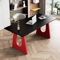 Bureau en bois moderne pour étude, chambre à coucher, salon - Bureau d'écriture Memphis à coins arrondis personnalisable, table longue et petite