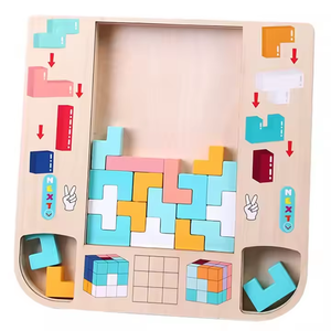 Jouet de puzzle en bois <span class=keywords><strong>Tetris</strong></span> pour enfants, forme 3D, empilage, jouet éducatif pour l'apprentissage précoce des tout-petits, développement du cerveau - Product Image 2