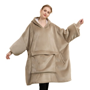 Sweat-shirt sherpa surdimensionné pour hommes et femmes, couverture à <span class=keywords><strong>capuche</strong></span> avec manches - Product Image 1