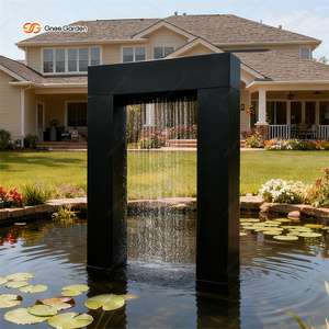 Fontaine d'eau irrégulière en acier Corten Gnee Garden, finition naturelle, décoration de jardin extérieur, style moderne, écran LED - Product Image 6