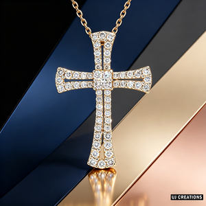 CUSTOM SILVER 10K/14K/18K GOLD PLATED LAB GROWN CVD DIAMOND CLASSIC ENGAGEMENT GIFT SWEATER <b>CHAIN</b> NECKLACE <b>CROSS</b> PENDANT - Product Image 1