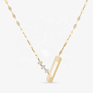 قلادة فضية عيار 925 من LOZRUNVE بتصميم هندسي مفتوح على شكل مستطيل مع حلية ماسية للنساء - Product Image 1