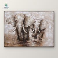 Peinture décorative sur toile grand format personnalisée en usine, motif éléphant texturé, nature morte, art mural