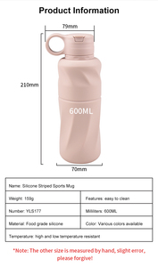 Bouteille pliable en silicone pour enfants avec logo personnalisé, 600 ml, anti-fuite, sans BPA, écologique, passe au lave-vaisselle, idéale pour les voyages et les sports - Product Image 5