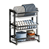 Vente en gros étendoir à vaisselle à 3 niveaux en métal support de séchage de vaisselle fonctionnel pour évier de cuisine