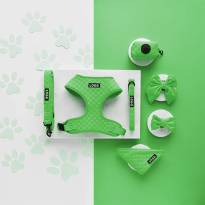 Mignon chien gilet <span class=keywords><strong>collier</strong></span> laisse ensemble réglable avec nœud papillon caca sac support doux maille rembourré chien <span class=keywords><strong>harnais</strong></span> <span class=keywords><strong>pour</strong></span> chiots petit chien marche - Product Image 4