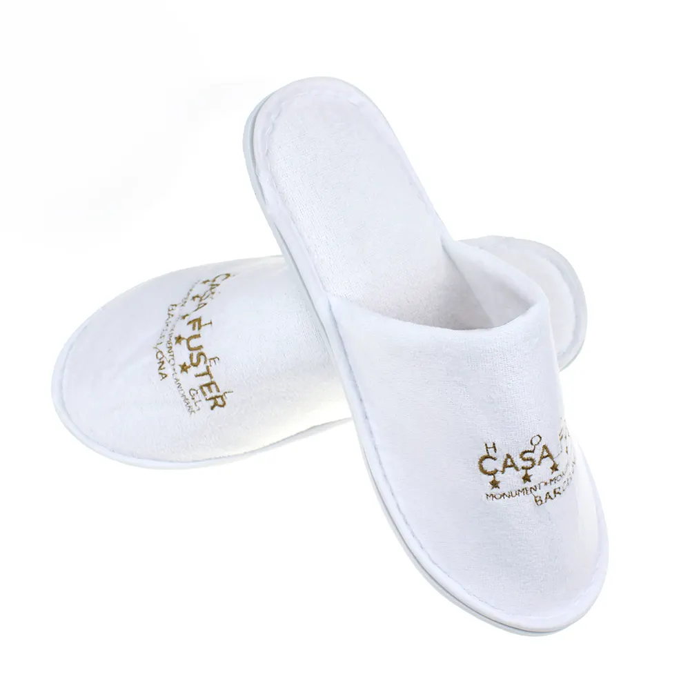 Gepersonaliseerde Witte Wegwerp Hotel Slippers Hoge Kwaliteit Hotel/Spa Slipper Met Aangepaste