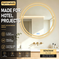 Miroir intelligent rond mural moderne avec capteur, anti-buée, en verre dépoli argenté, miroir de salle de bain avec éclairage LED