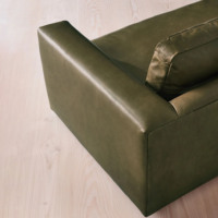 Canapé italien minimaliste en cuir mousse, 3 places, accoudoirs droits, assise profonde, meubles de salon confortables pour maison, villa, hôtel, loft