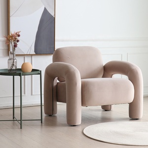 Sillas decorativas nórdicas de diseño escandinavo moderno Boucle de tela personalizadas de fábrica para sala de estar - Product Image 6