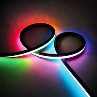 Profilé néon flexible en aluminium noir 20x20mm, canal LED à émission supérieure, diffuseur en silicone RGB pour éclairage linéaire architectural
