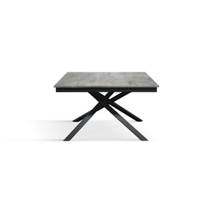 โต๊ะรับประทานอาหารแบบขยายได้ Delia ขนาด 160x90 ซม. สีเทา ฐานโลหะ สำหรับใช้ภายใน - Product Image 1