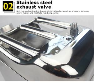 Bidon en acier inoxydable de 20 litres pour huile de cuisson, arrosoir en <span class=keywords><strong>métal</strong></span>, réservoir portable pour essence et diesel - Product Image 3