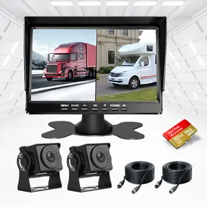 Double caméra de tableau de bord Hd 1080p, 7 pouces, détection de mouvement par Radar, enregistreur vidéo pour voiture, camion et Bus, noire