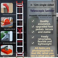 Échelle télescopique en alliage d'aluminium épaissie, pour usage industriel et domestique, pliante, à levage unilatéral, 6m, 150kg, manuelle