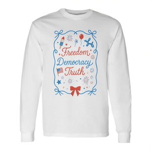 T-shirt à manches longues Freedom Democracy Truth, design patriotique du 4 juillet - Product Image 2