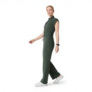 Unisex Polyester Spandex Nurse <b>Scrub</b> Jumpsuit One Piece Medical Coverall with Side Pockets Custom Logo for Hospital - Product Image 4