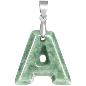 Pendentif en jade naturel avec lettre, argent S925, design original UNISEXE, colliers de bijoux fins personnalisables S-A - Product Image 5