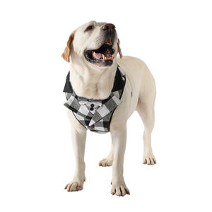 タンポポ犬用ハーネスなしリーシュクリップ付きソフトノーチョークペットベスト簡単なコントロールハンドル付き大型犬用ブラックホワイトチェック - Product Image 6