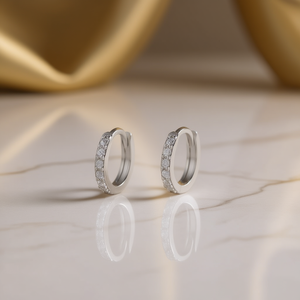Orecchini a Cerchio Minimalisti con Diamanti Taglio Brillante Rotondo Incastonati a Canale in Rame, Diametro Interno 7mm, per Uso Quotidiano Donna - Product Image 2