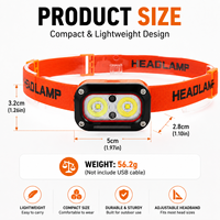 Lampe frontale LED rechargeable avec détecteur de mouvement, 5 modes d'éclairage, lampe frontale pour le camping, la randonnée, la pêche, le travail
