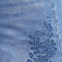 Shorts en jean vintage brodés à œillets taille haute pour femme, coupe ample et large, extensibles, pour l'été, bleu marine, tailles US