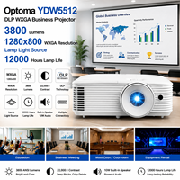 Proyector Empresarial Optoma YDW5512 DLP WXGA de 3800 Lúmenes para Salas de Capacitación con 12000 Horas de Vida Útil de la Lámpara y Pantalla Panorámica de 16:10