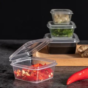 Envases de plástico de 1oz, 2oz, 3oz, 4oz, forma cuadrada, taza de salsa cuadrada de plástico PP desechable <span class=keywords><strong>con</strong></span> <span class=keywords><strong>tapa</strong></span> <span class=keywords><strong>con</strong></span> bisagras, caja de plástico pequeña - Product Image 3