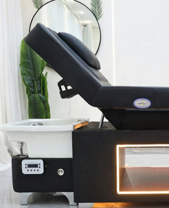 Sillón de peluquería personalizado de fábrica con elevación de espalda, masaje de pies, lavacabezas, mesa de spa para pedicura y cama de champú con luces LED - Product Image 5