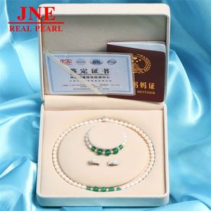 Natürliche Perlenkette mit Fünf Grünen Chalcedon-Perlen, Muttertagsgeschenk für Ältere, Muttertagsgeschenk - Product Image 4