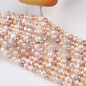 AAAA 5-6mm Wit roze paars gemengde kleur beste kwaliteit goede glans zijdelings geboorde gat barok parel ketting - Product Image 4