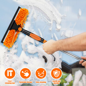 Nettoyeur de voiture télescopique avec brosse en chenille et mousse <span class=keywords><strong>pour</strong></span> le nettoyage du pare-brise, du toit et des fenêtres, avec <span class=keywords><strong>manche</strong></span> extensible - Product Image 2
