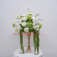Boule de fleurs artificielle Calaly verte et blanche populaire 2027, 50 cm, pour centres de table et décorations d'autel de mariage