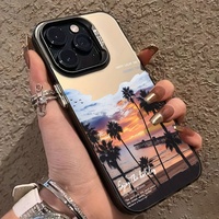 Coque de Téléphone Portable IMD Noire Élégante pour iPhone 16 Pro Max, 16, 13, 14, 15 avec Motif Dessin Animé et Support de Téléphone Inclus