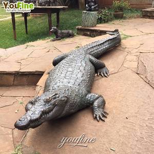 Statue de jardin en métal grandeur nature crocodile en bronze près de <span class=keywords><strong>la</strong></span> <span class=keywords><strong>rivière</strong></span> sculpture - Product Image 3