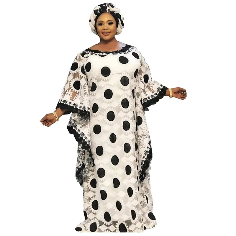 2021 femmes nouveau modèle dentelle Abaya Style robe afro-américaine grande taille avec écharpe et intérieur avec décoration