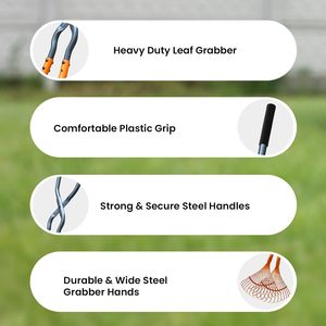 Leaf <b>Grabbers</b> for Yard Work Leaf Picker with Long Steel Handle & Wide Steel Claw Cushioned Grip Lawn Clippings Twigs Yard Waste - Product Image 3