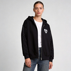 Sweat à capuche <span class=keywords><strong>pour</strong></span> homme avec sublimation, strass, fermeture éclair, design scintillant sur toute la surface, style Y2K, en <span class=keywords><strong>coton</strong></span> et polyester - Product Image 1